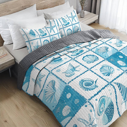 Shineful All Season Quilt 3-Piece Set Happy Seashell Life