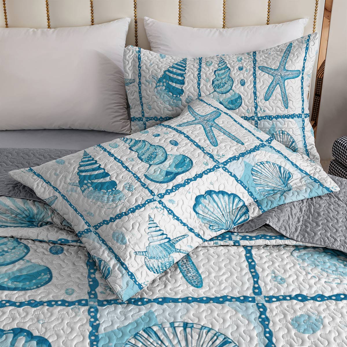 Shineful All Season Quilt 3-Piece Set Happy Seashell Life