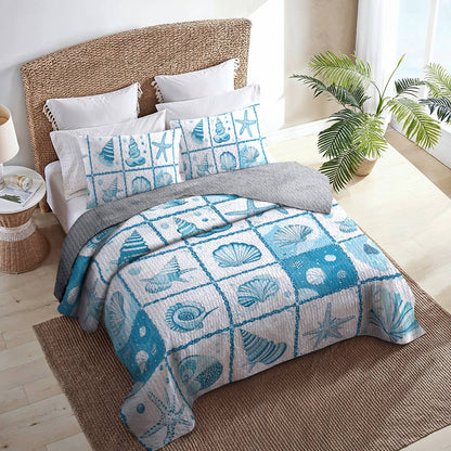 Shineful All Season Quilt 3-Piece Set Happy Seashell Life