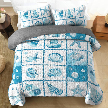 Shineful All Season Quilt 3-Piece Set Happy Seashell Life