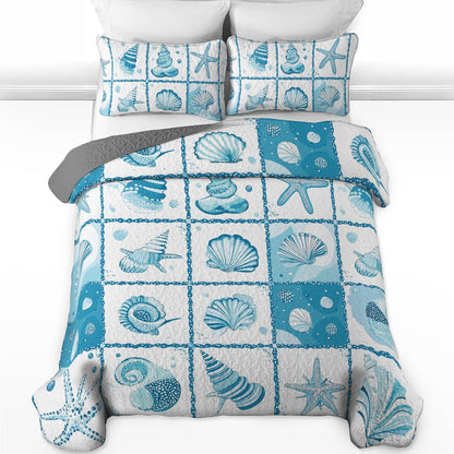 Shineful All Season Quilt 3-Piece Set Happy Seashell Life