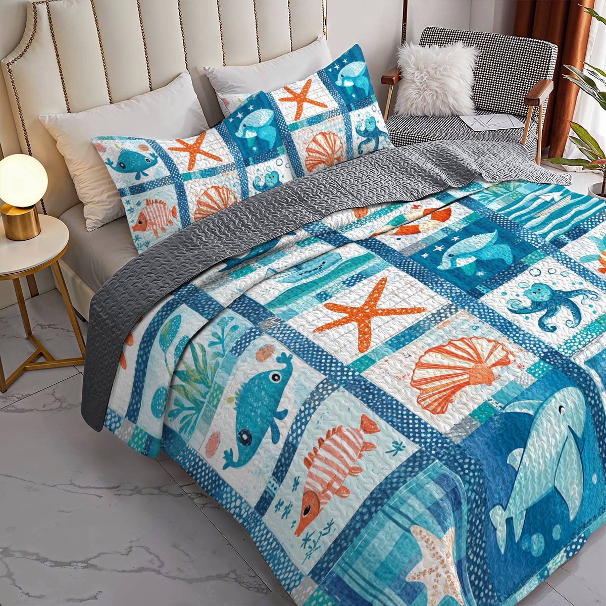 Shineful All Season Quilt 3-Piece Set Pretty Beach Life