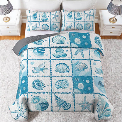 Shineful All Season Quilt 3-Piece Set Happy Seashell Life