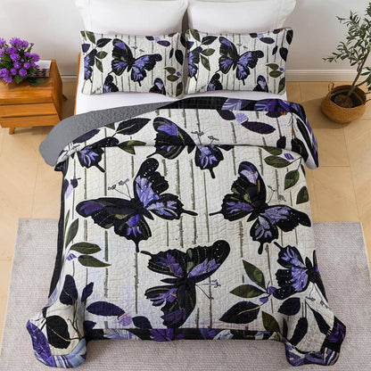 Shineful All Season Quilt 3-Piece Set Magnificent Butterflies Lovely