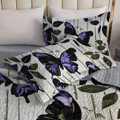 Shineful All Season Quilt 3-Piece Set Magnificent Butterflies Lovely