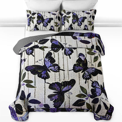 Shineful All Season Quilt 3-Piece Set Magnificent Butterflies Lovely