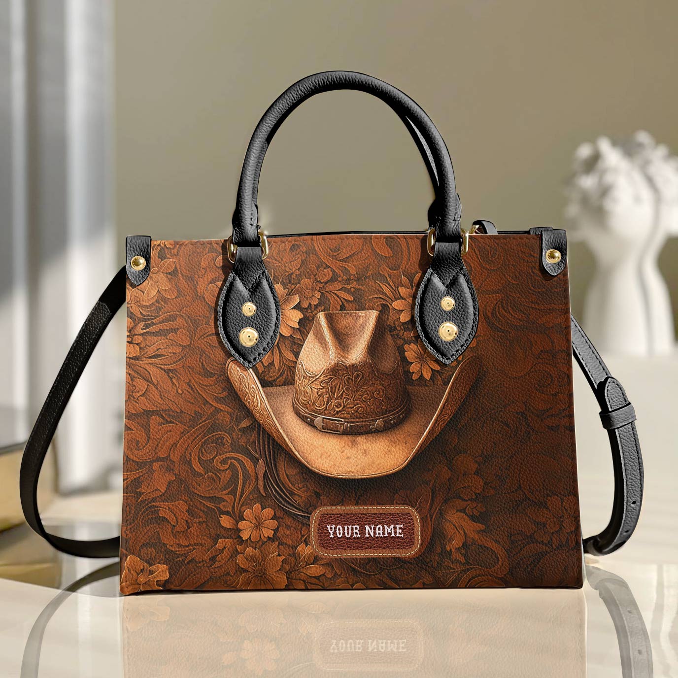 Glänzende Ledertasche Western Whimsy