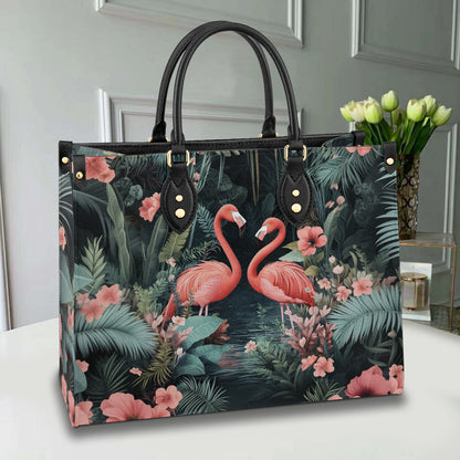 Glänzende Ledertasche Flamingo Love Story