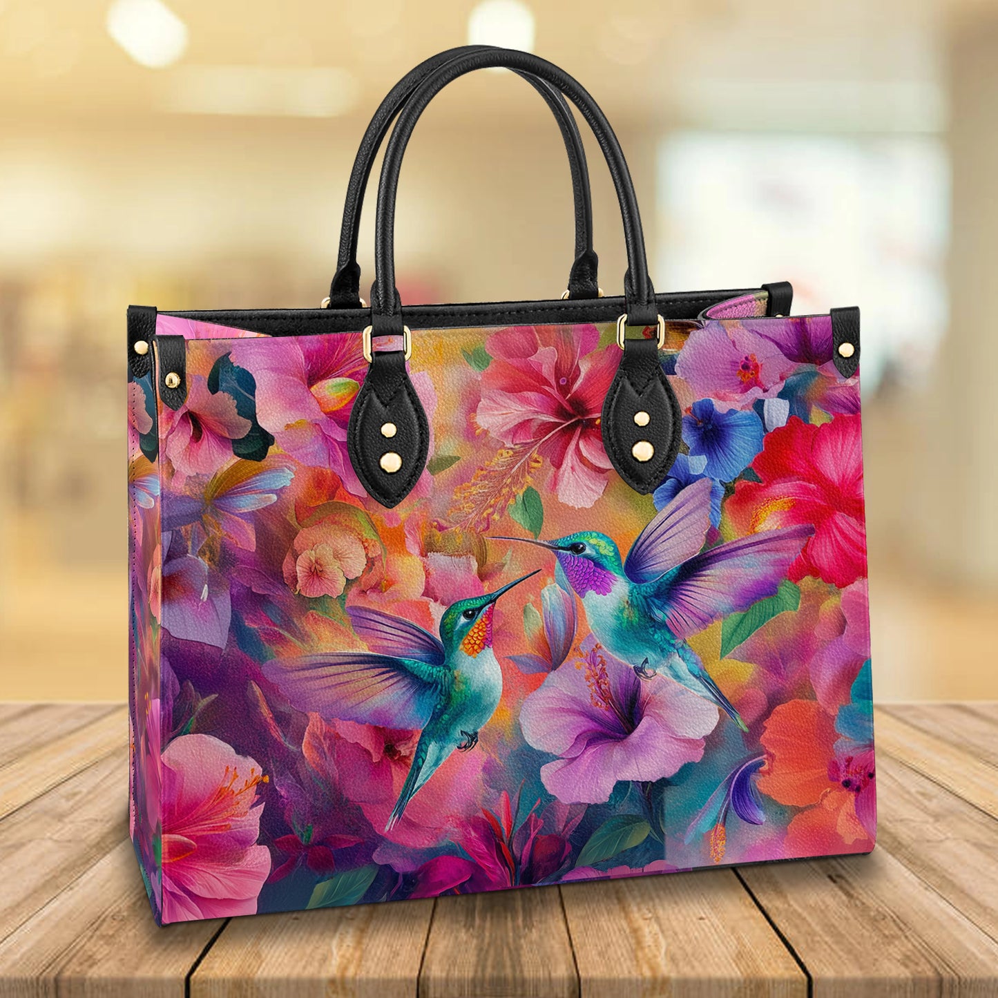 Glänzende Ledertasche Hummingbird Bliss