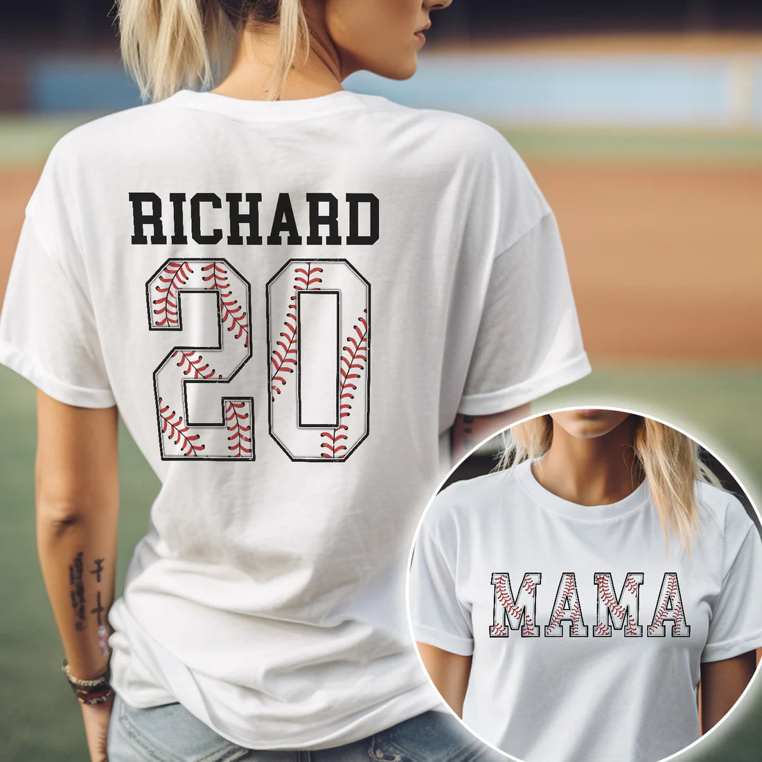 Shineful T-Shirt Gift For Mom - Baseball Mama Custom Name And Number Personalized Unisex T-Shirt