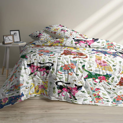 Shineful Quilt 3-Piece Set Cat floral