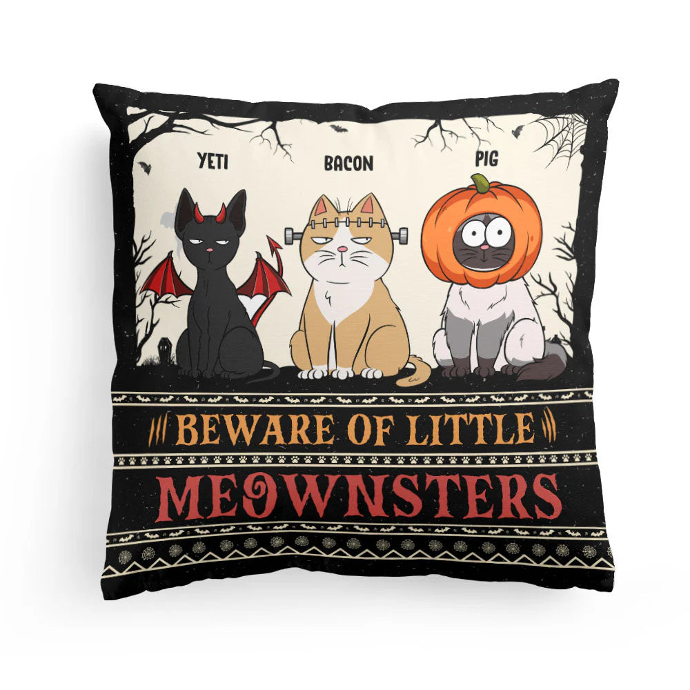 Shinyful Kissen, personalisierbar, „Beware Of Little Meownsters“, neue Version