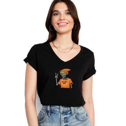 T-shirt col V pour femme Shineful La vie était belle