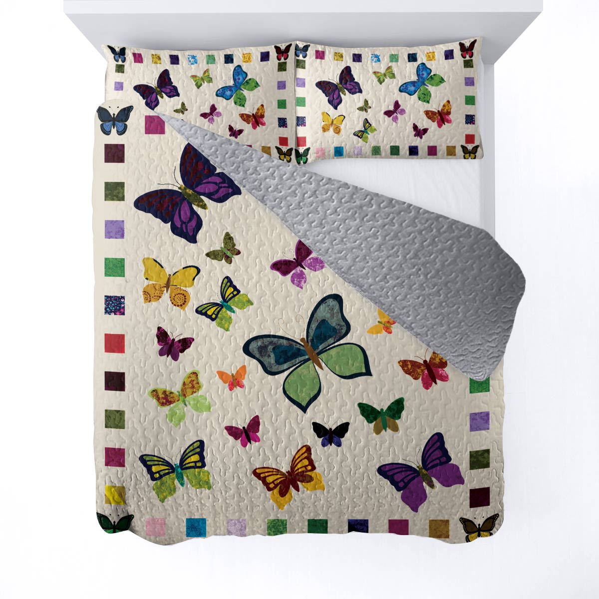 Shineful All Season Quilt 3-Piece Set Butterfly Garden