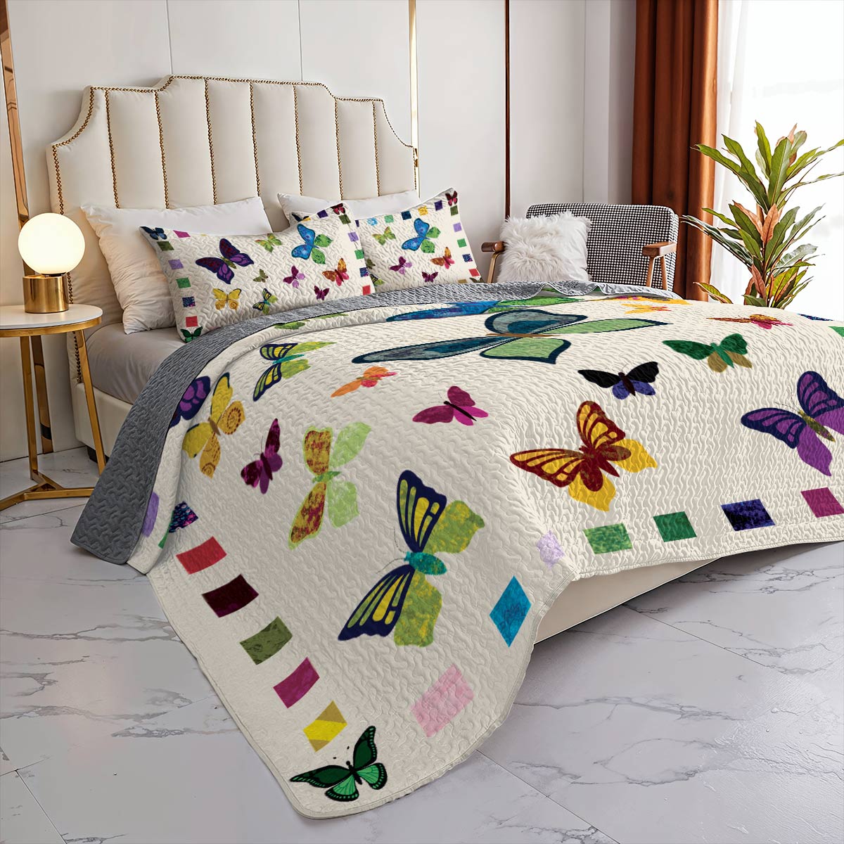 Shineful All Season Quilt 3-Piece Set Butterfly Garden