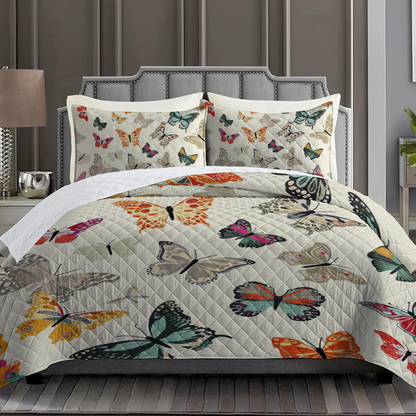 Shineful Butterfly Quilt 3-Piece Set Colorful Butterflies