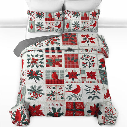 Shineful All Season Quilt 3-Piece Set Happy Cardinals