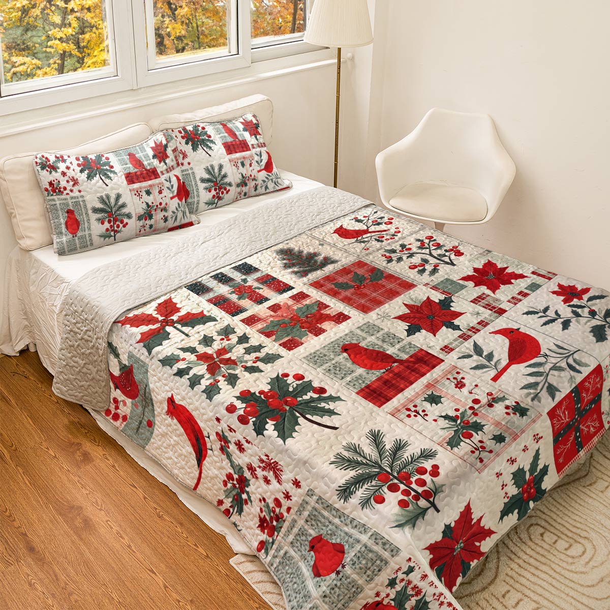 Shineful All Season Quilt 3-Piece Set Happy Cardinals