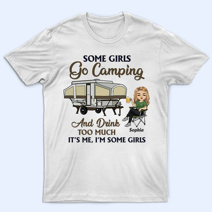 Shinyful T-Shirt Manche Mädchen gehen Camping und trinken zu viel - Personalisiertes Unisex T-Shirt