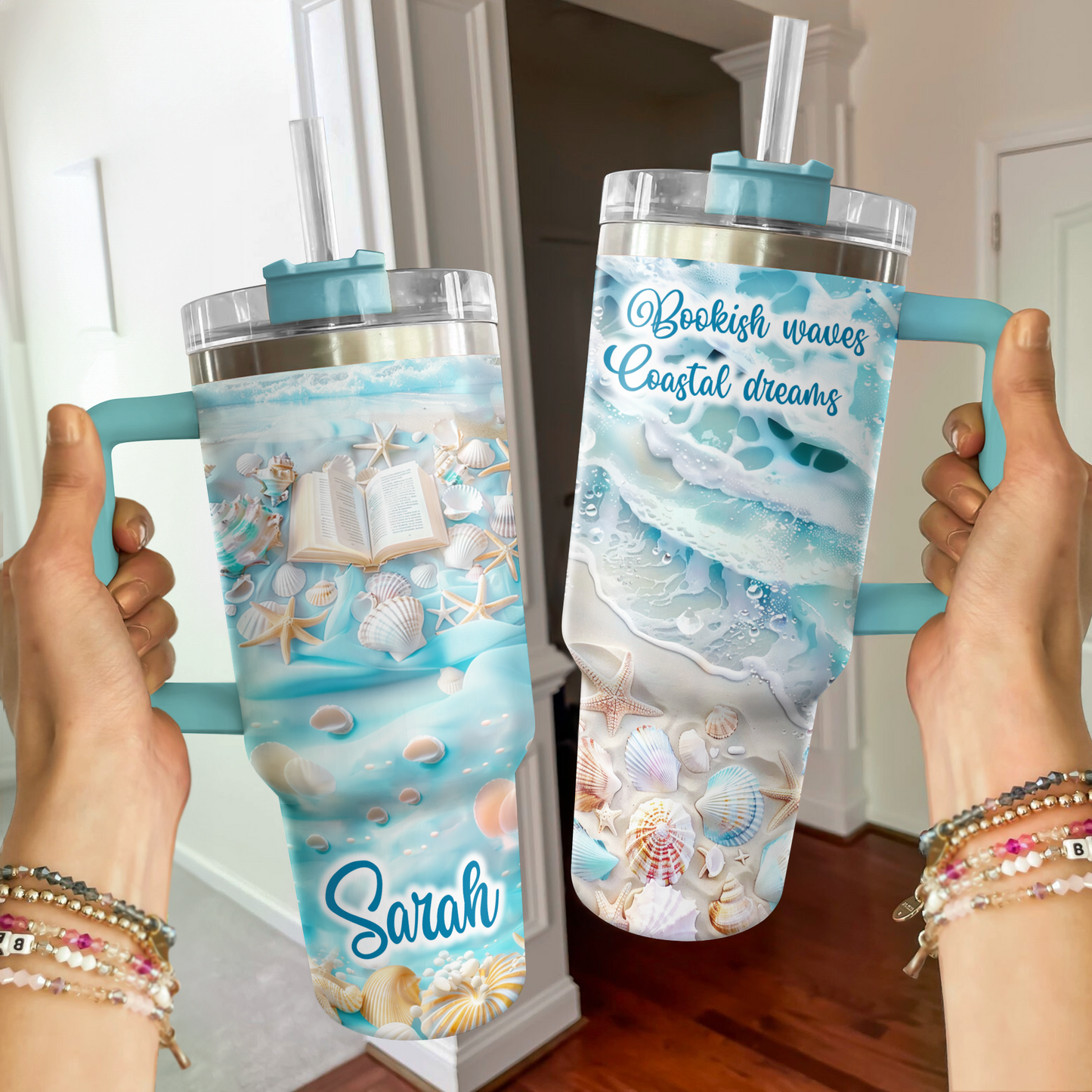 Shineful Personalized Tumbler Bookish Waves Coastal Dreams