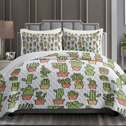 Shineful Cactus Quilt 3-Piece Set Throne But Beautiful