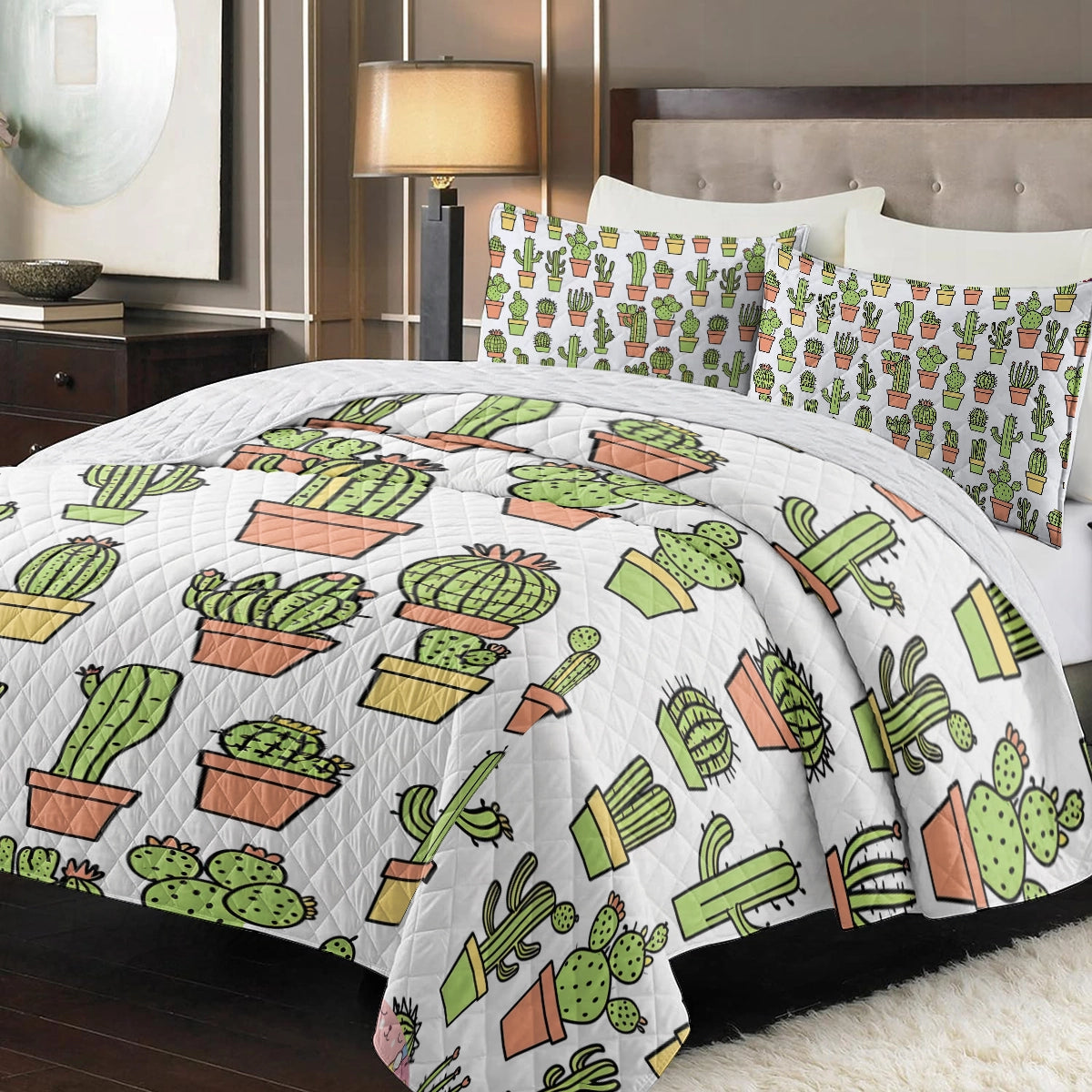 Shineful Cactus Quilt 3-Piece Set Throne But Beautiful