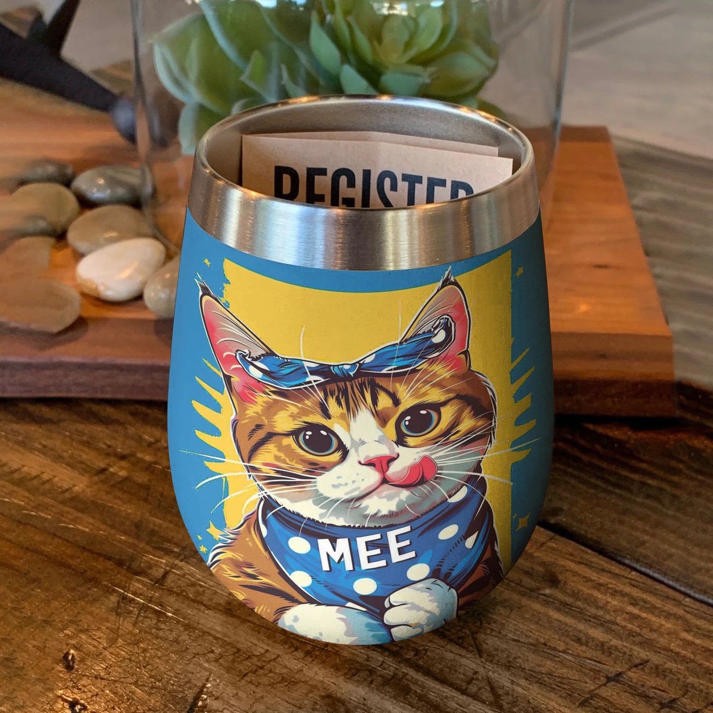 Cat 12 Oz Shineful™ Wine Tumbler Cartoon V1 Vq03 12Oz