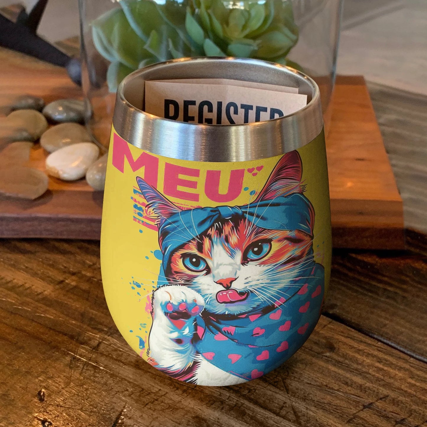 Cat 12 Oz Shineful™ Wine Tumbler Cartoon V2 Vq03 12Oz