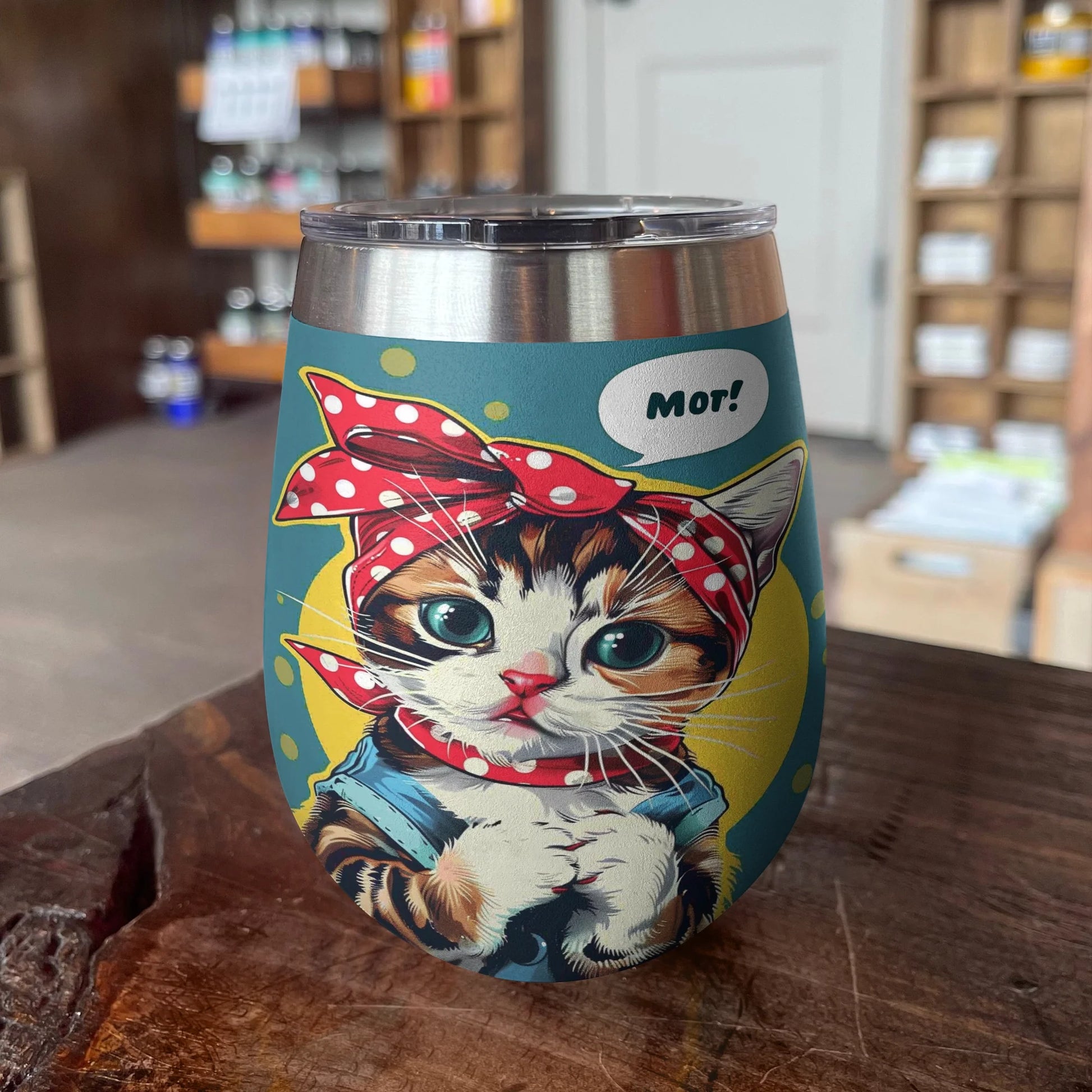 Cat 12 Oz Shineful™ Wine Tumbler Cartoon V3 Vq03 12Oz