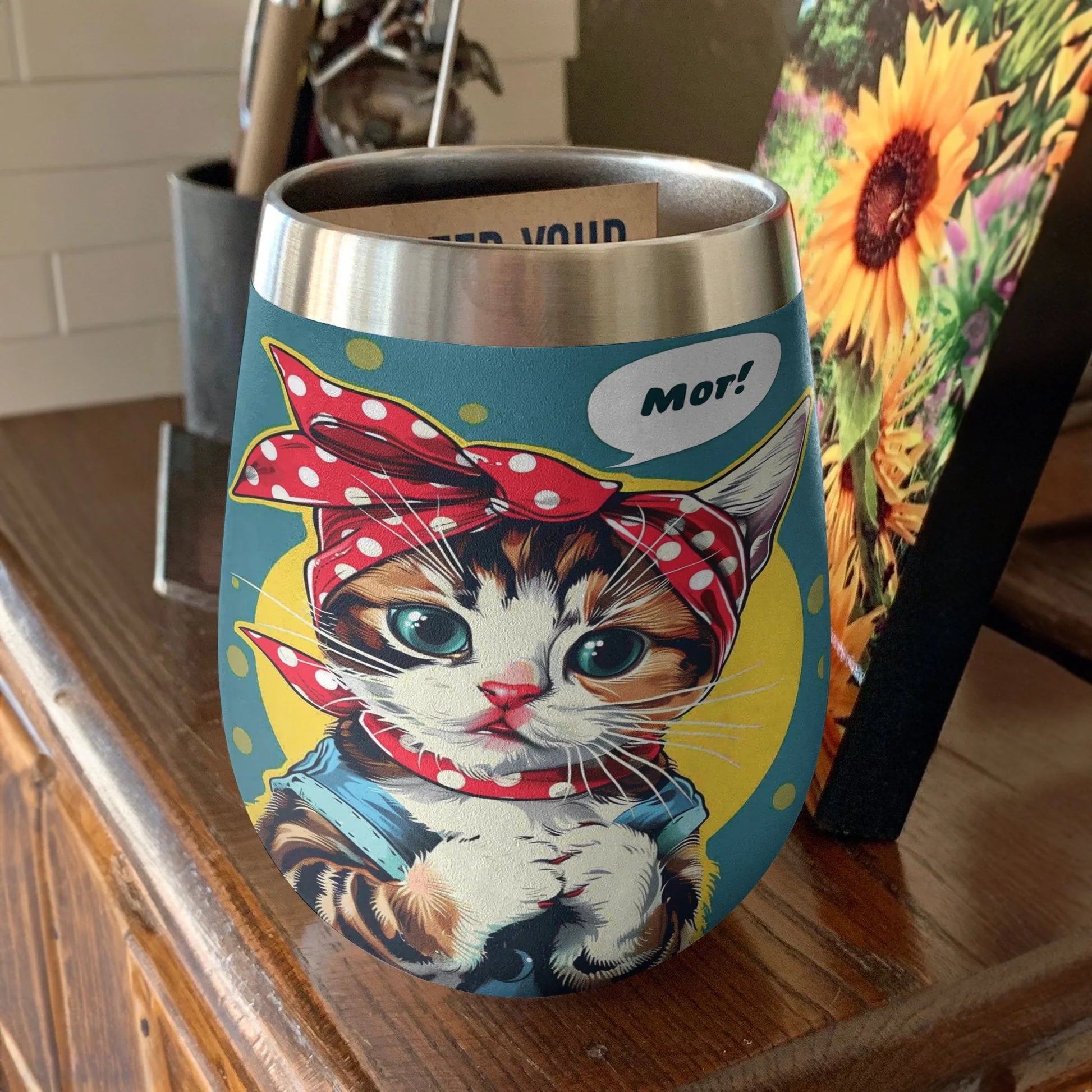 Cat 12 Oz Shineful™ Wine Tumbler Cartoon V3 Vq03 12Oz