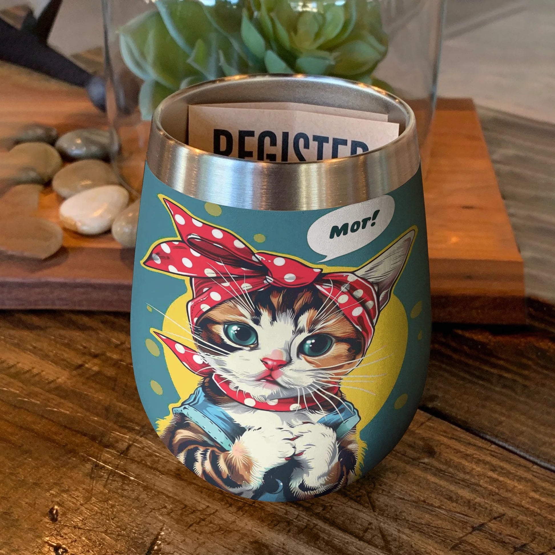 Cat 12 Oz Shineful™ Wine Tumbler Cartoon V3 Vq03 12Oz