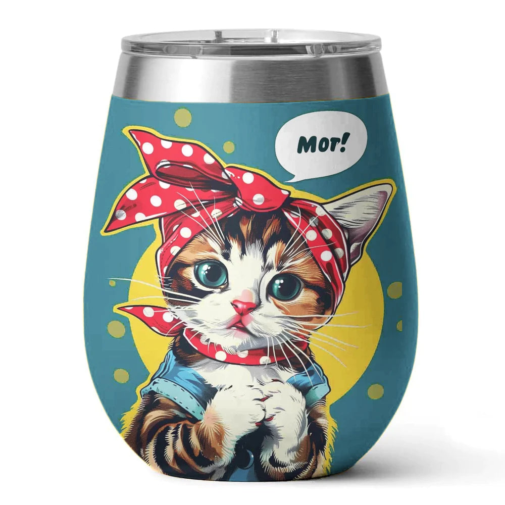 Cat 12 Oz Shineful™ Wine Tumbler Cartoon V3 Vq03 12Oz