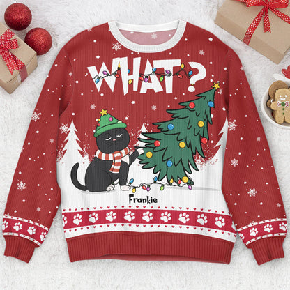 Shineful Cat What Personalized Ugly Sweater