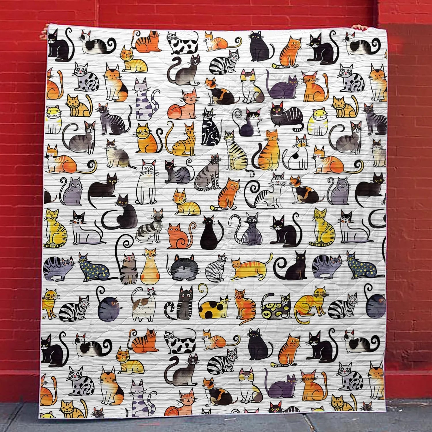 Playful Cartoon Cat - All Season Faux Quilt Vq03