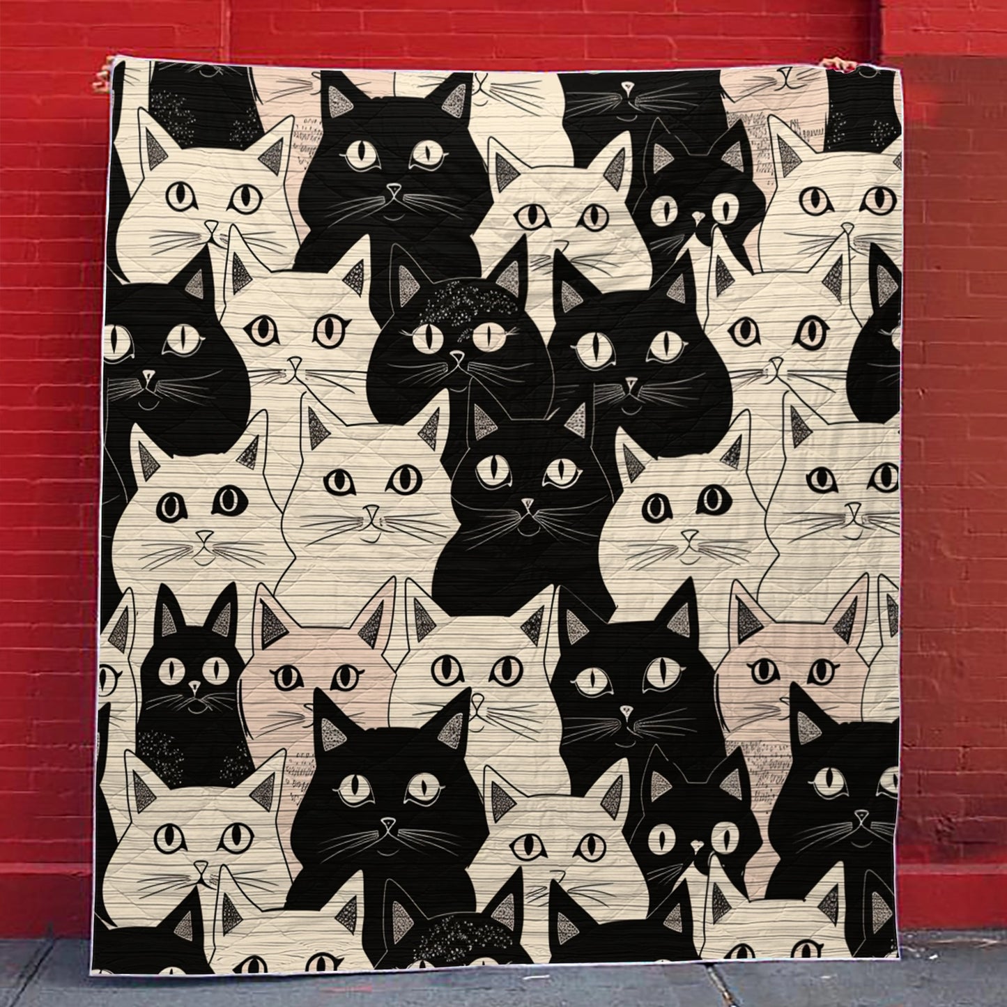 Shineful Flat Print Faux Quilt Blanket Cuddly Cat