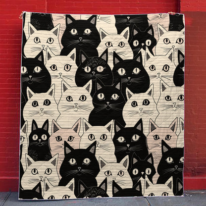 Shineful Flat Print Faux Quilt Blanket Cuddly Cat