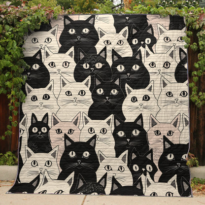 Shineful Flat Print Faux Quilt Blanket Cuddly Cat