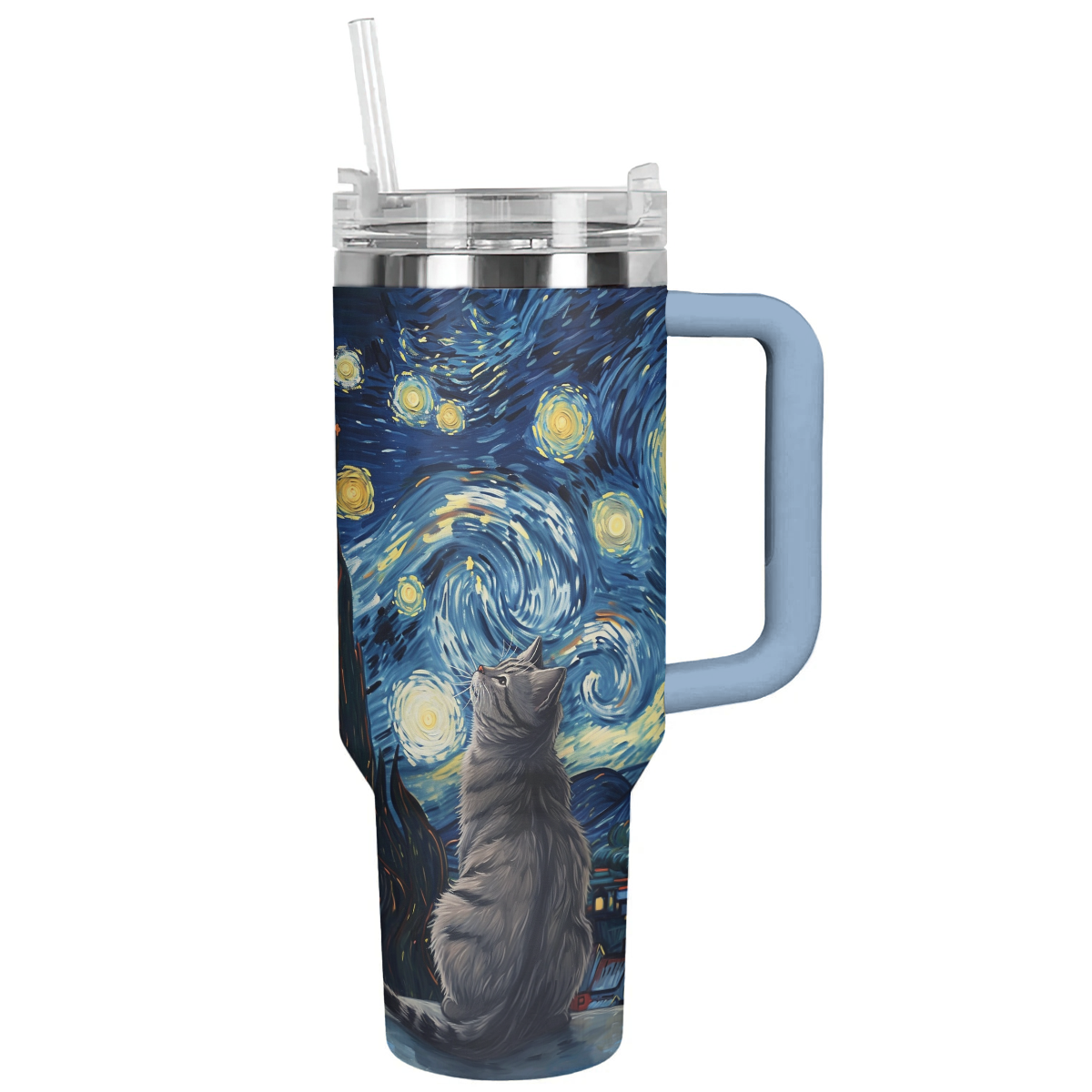 Cat 40 Oz Shineful™ Tumbler Van Gogh Style V1 Vq03 40Oz