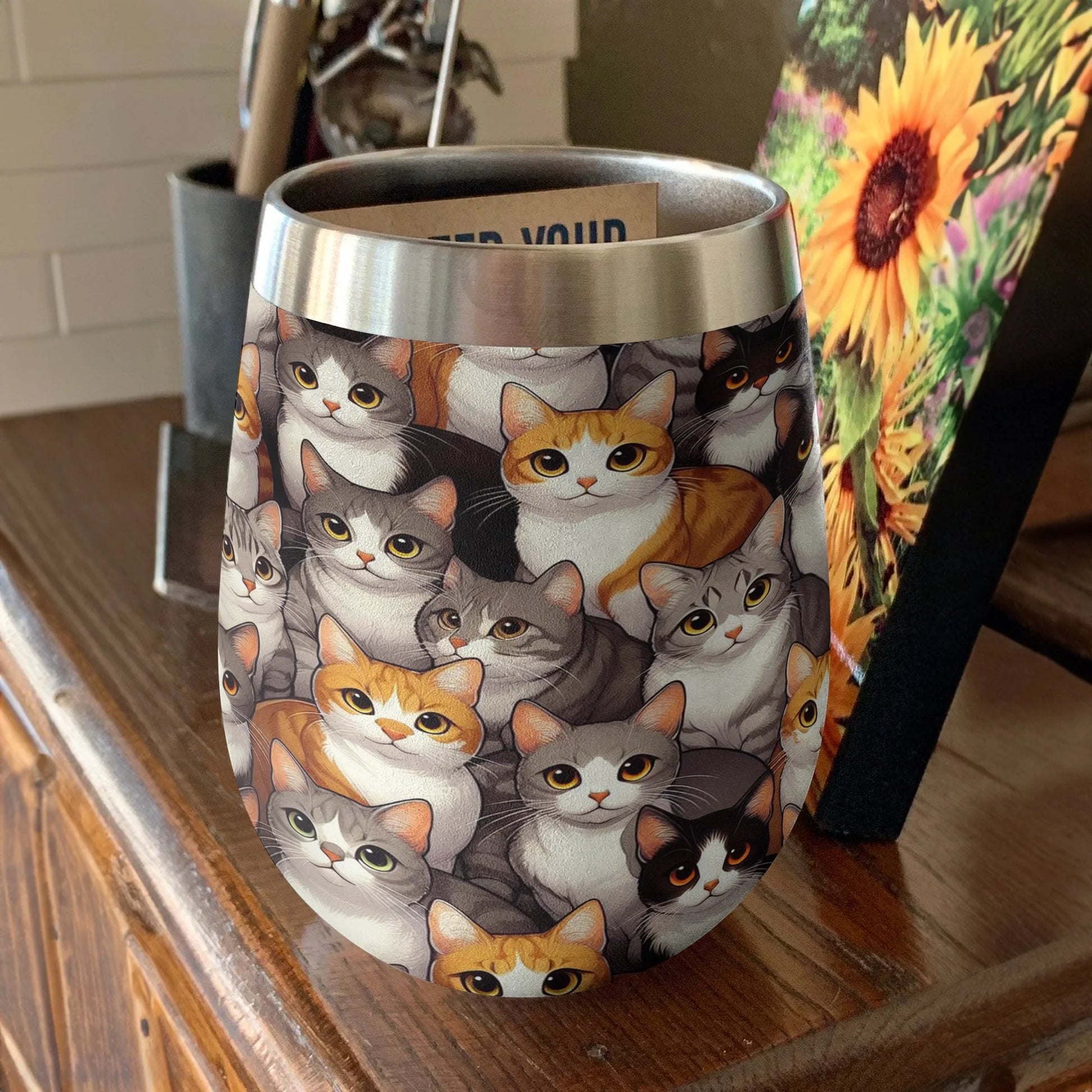 Cat 12 Oz Shineful™ Wine Tumbler Feline Grace Vq03 12Oz