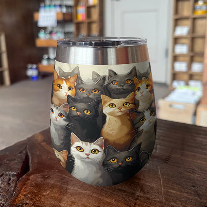 Cat 12 Oz Shineful™ Wine Tumbler Anime V2 Vq03 12Oz