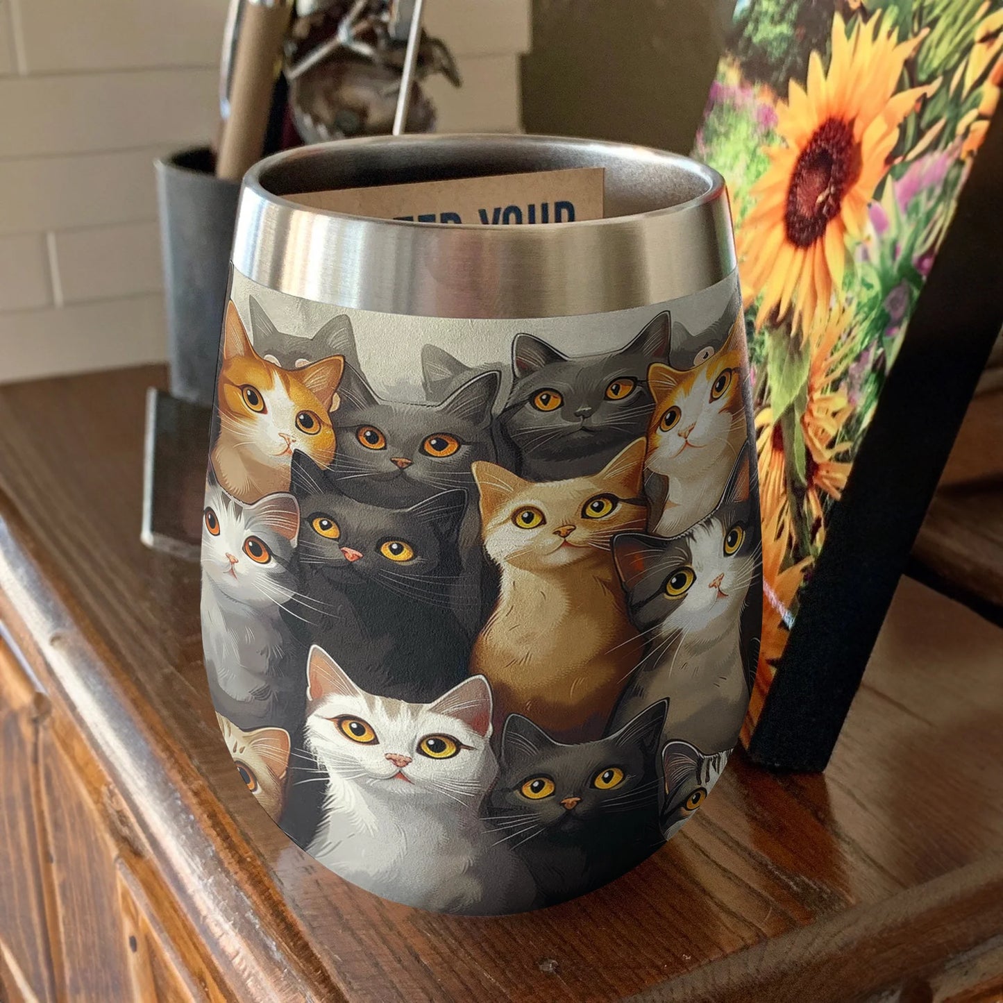 Cat 12 Oz Shineful™ Wine Tumbler Anime V2 Vq03 12Oz