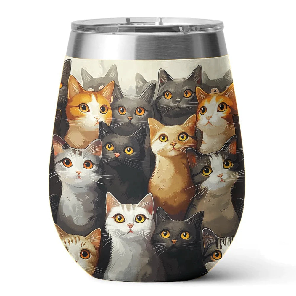 Cat 12 Oz Shineful™ Wine Tumbler Anime V2 Vq03 12Oz