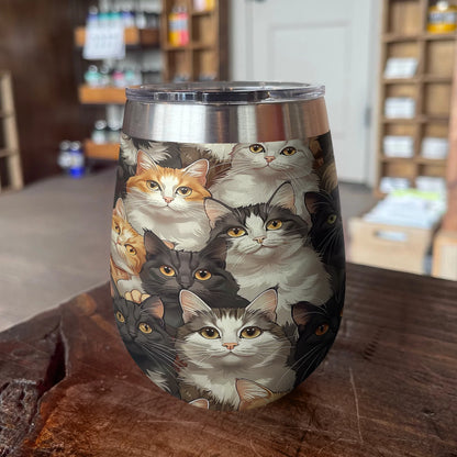 Cat 12 Oz Shineful™ Wine Tumbler Anime V3 Vq03 12Oz