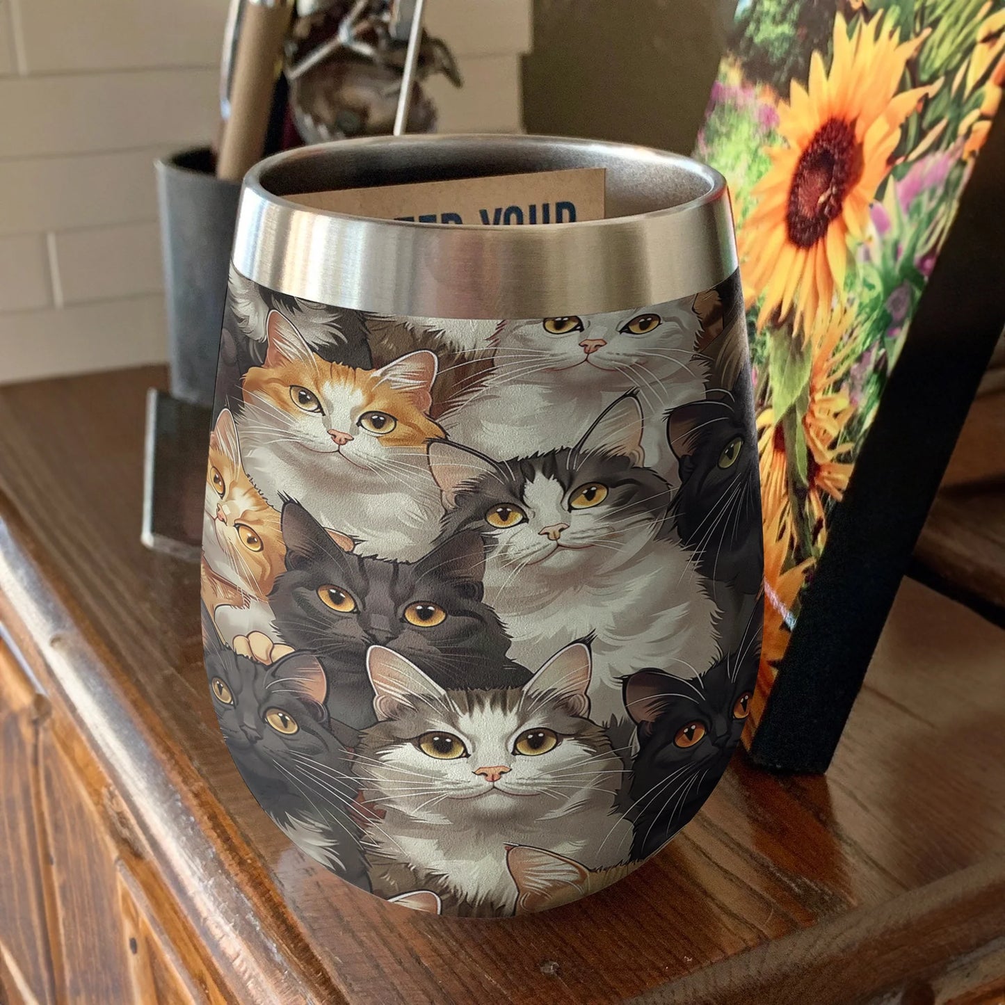 Cat 12 Oz Shineful™ Wine Tumbler Anime V3 Vq03 12Oz