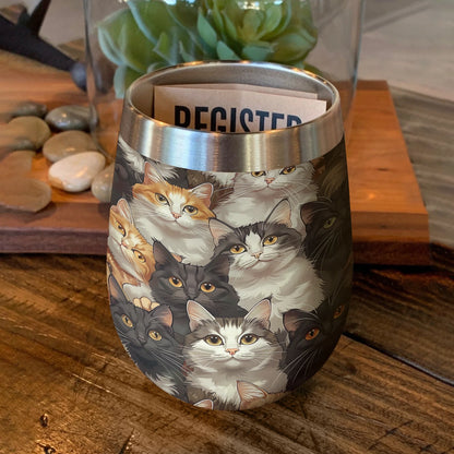 Cat 12 Oz Shineful™ Wine Tumbler Anime V3 Vq03 12Oz