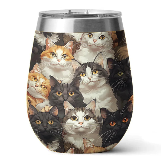 Cat 12 Oz Shineful™ Wine Tumbler Anime V3 Vq03 12Oz