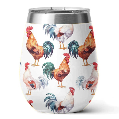 Chicken 12 Oz Shineful™ Wine Tumbler Clucky Roosters Vq03 12Oz