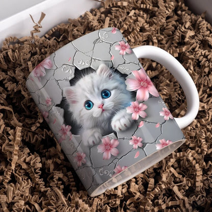 Shineful Ceramic Mug Kitten Blossoming Delight