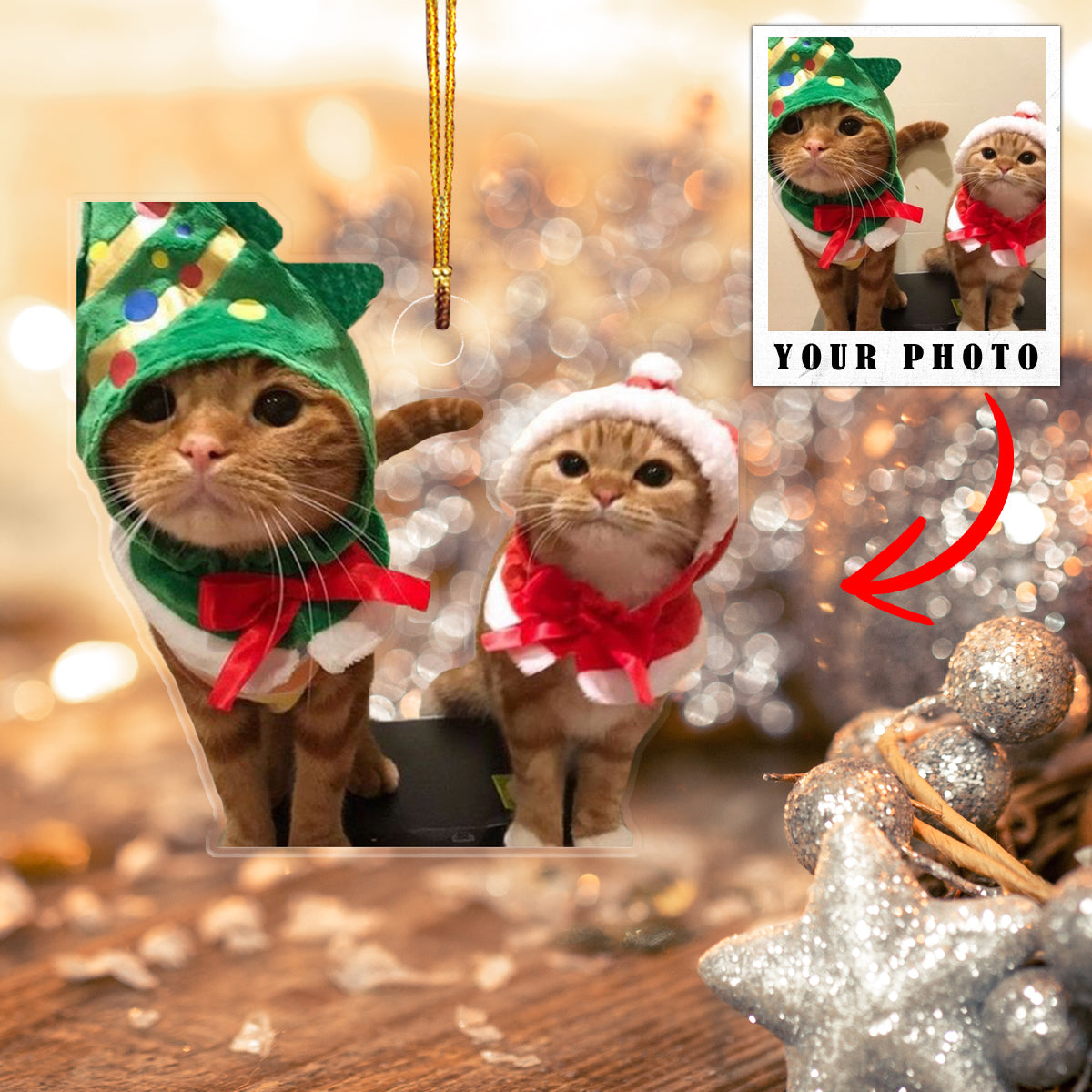 Cat Shineful® Decoration Ornament Personalized Upload Photo Nl09