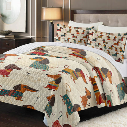 Shineful Dachshunds Quilt 3-Piece Set Charming Dachshunds